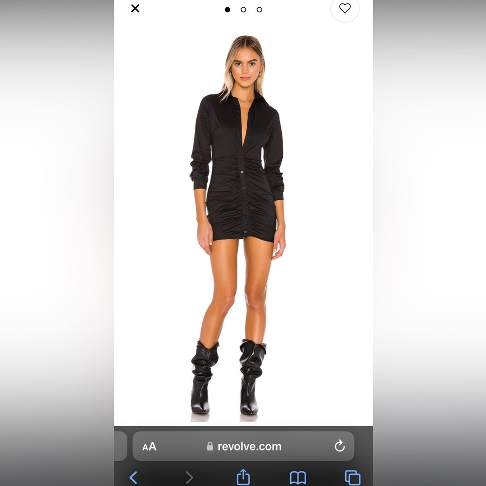 Revolve Colette Ruched Shirt Dress in Black